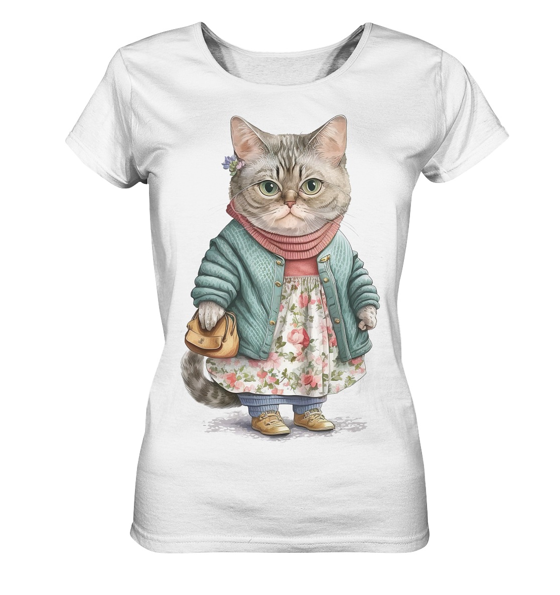 Vintage Cat Cat Mom - Ladies Organic Shirt