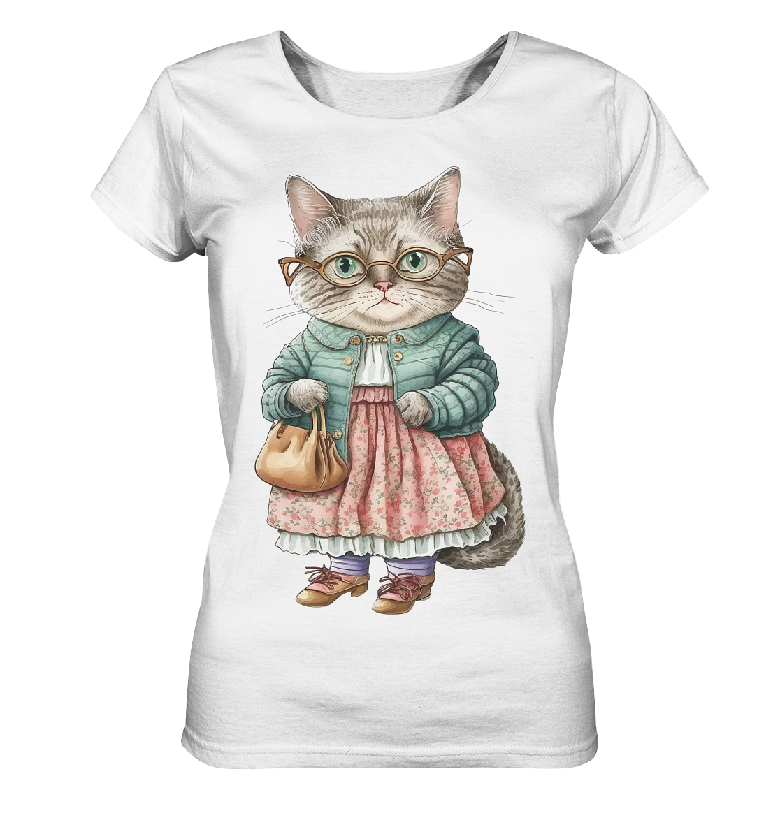 Vintage Cat Cat Girl - Ladies Organic Shirt