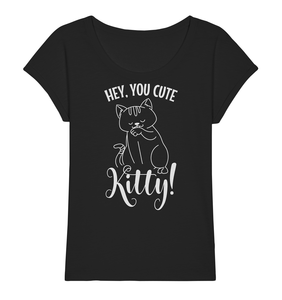 Hey, you cute Kitty! Katze leckt Pfote - Ladies Organic Slub Shirt