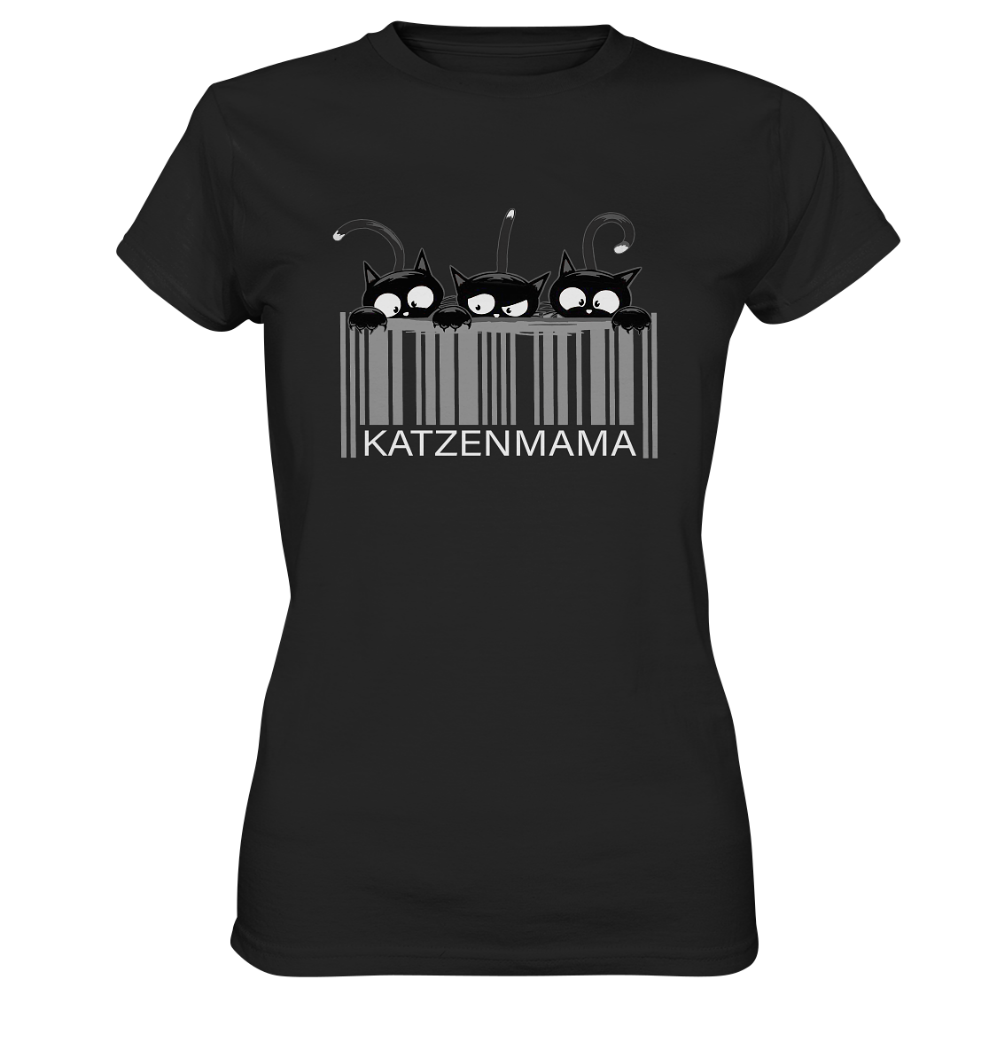 Katzenmama. Schwarze Katzen Kitty Strichcode - Ladies Premium Shirt