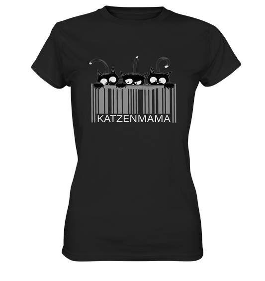 Katzenmama. Schwarze Katzen Kitty Strichcode - Ladies Premium Shirt