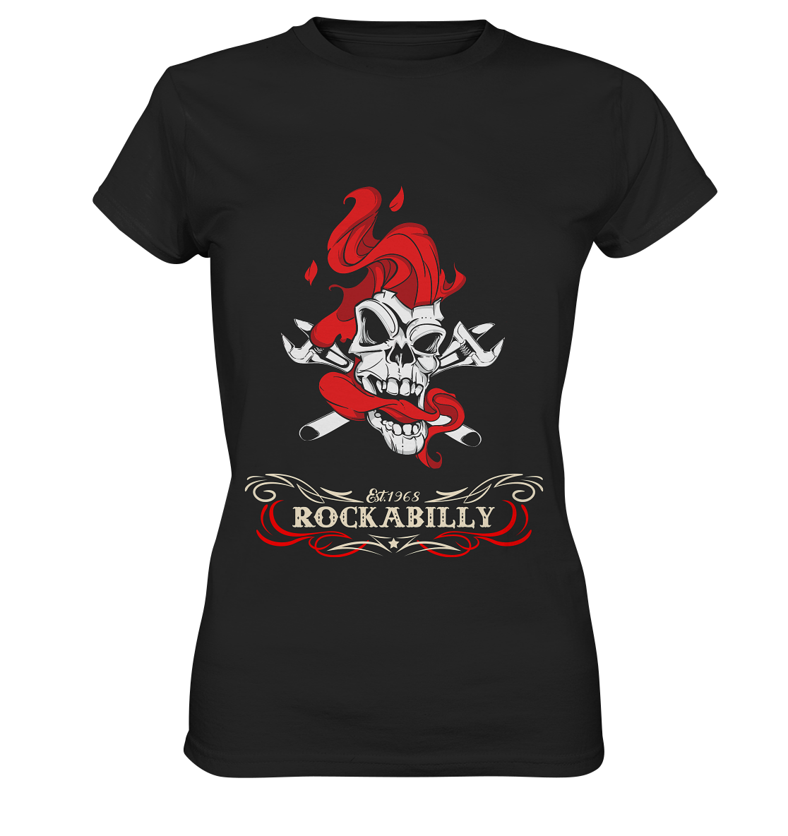 Rockabilly Smoking Skull - Ladies Premium Shirt