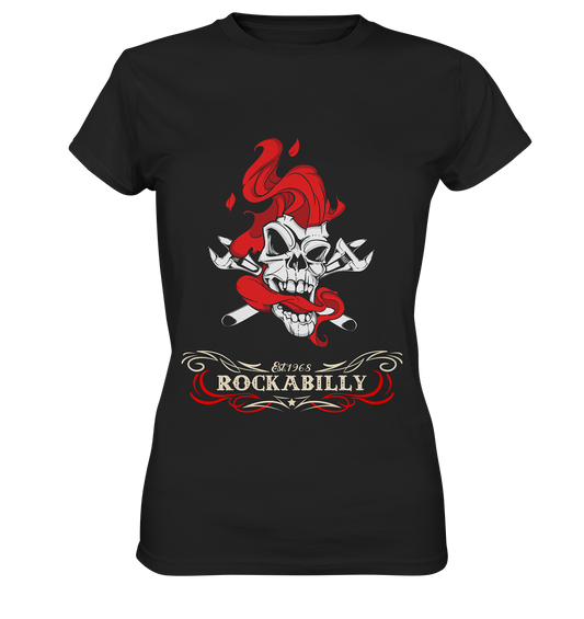 Rockabilly Smoking Skull - Ladies Premium Shirt