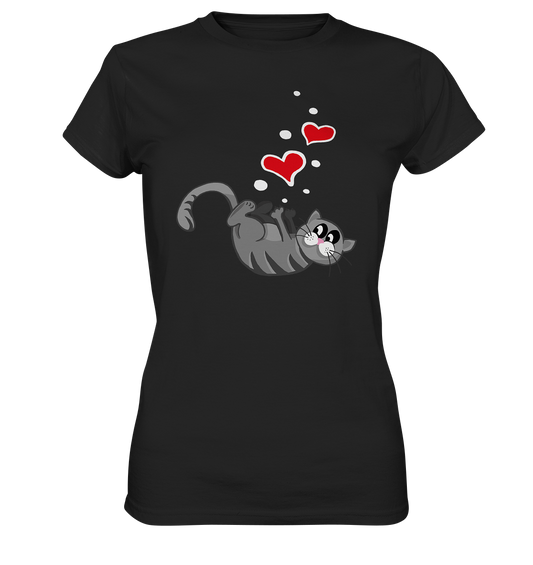 Süße liegende Katze mit Herzen. Cute Cat - Ladies Premium Shirt