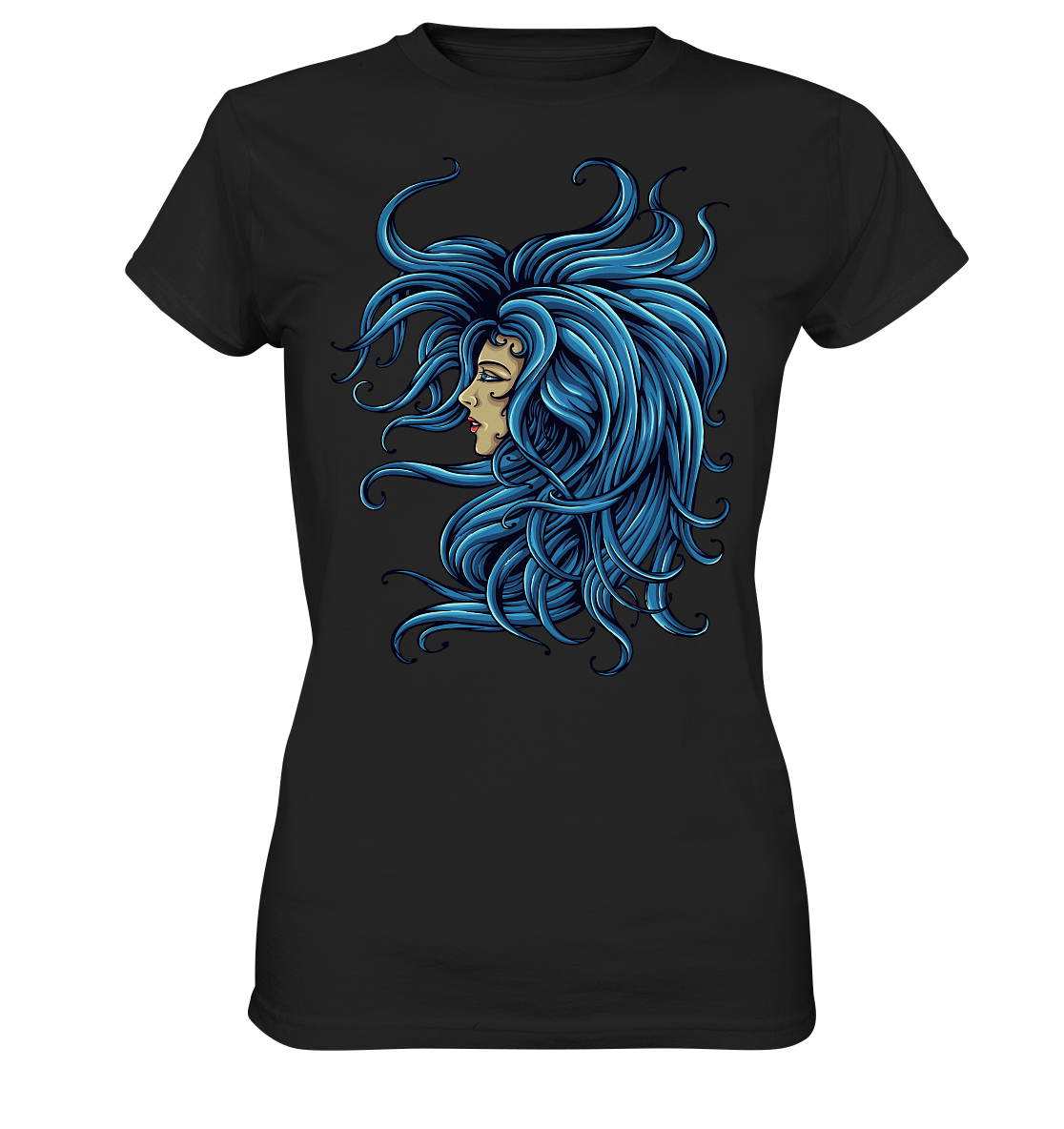 Medusa. Gothic Lady mit blauem Haar - Ladies Premium Shirt