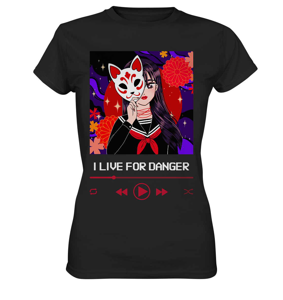 I live for danger. Manga Anime Cat - Ladies Premium Shirt