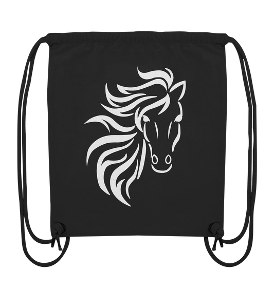Wild Horse. Wildes Pferd. schwarz-weiß - Turnbeutel Organic Gym-Bag