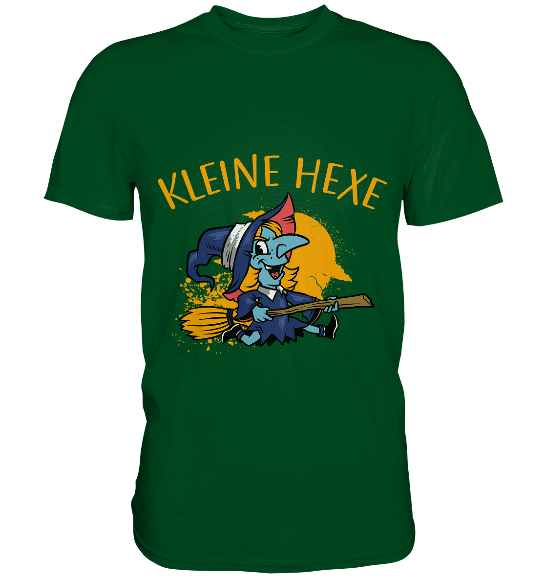 Kleine Hexe auf Besen - Unisex Premium Shirt