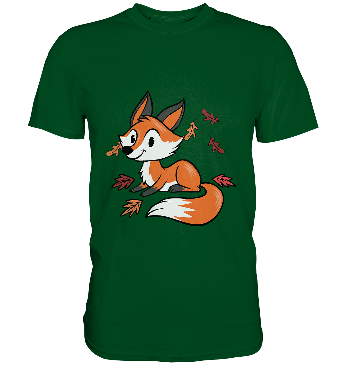 Kleiner Fuchs mit Herbstblätter - Unisex Premium Shirt