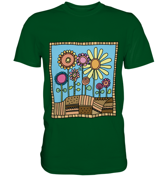 Blumenbeet mit Sommerblumen. Garten Gärtner - Premium Shirt