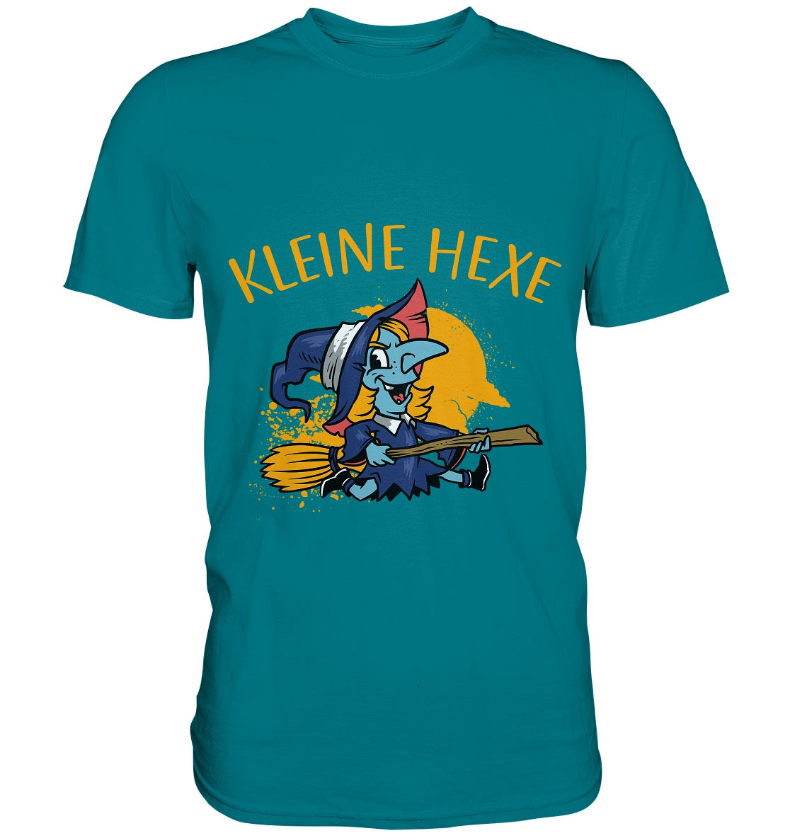 Kleine Hexe auf Besen - Unisex Premium Shirt