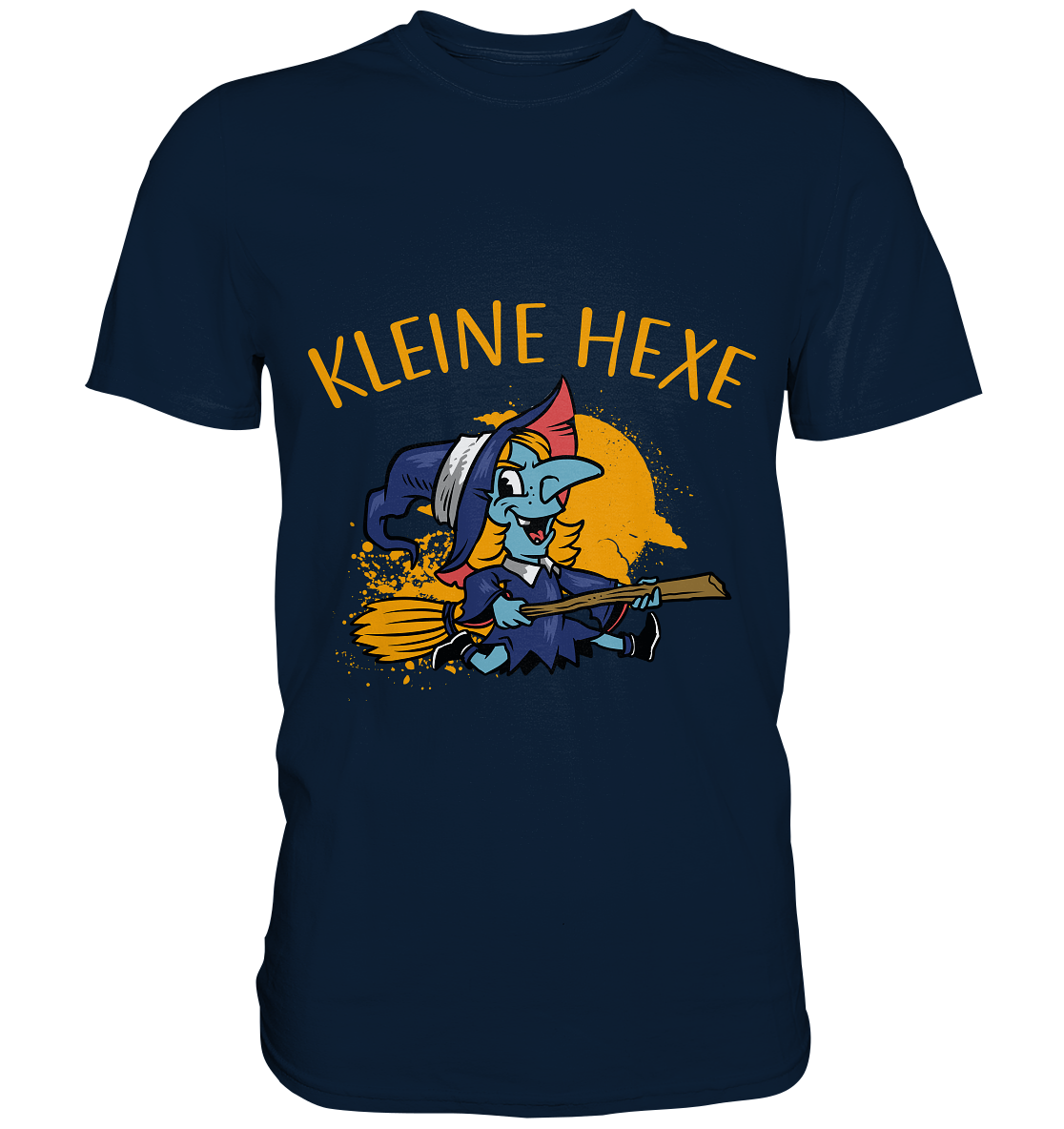 Kleine Hexe auf Besen - Unisex Premium Shirt