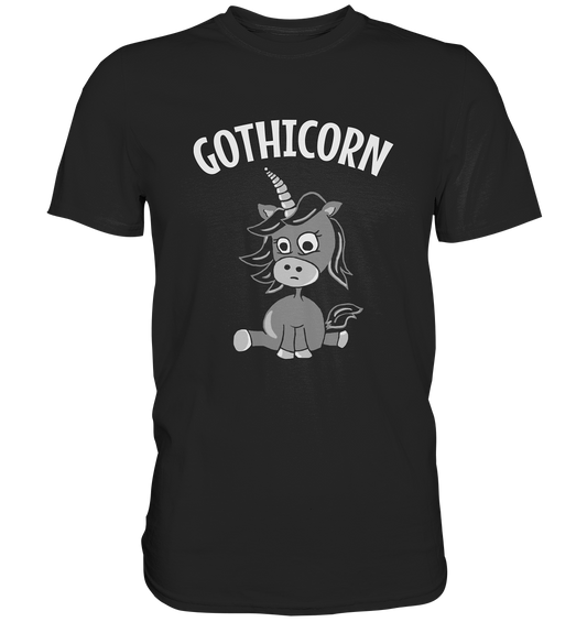 Gothicorn. Schwarzes Gothic Einhorn - Premium Shirt