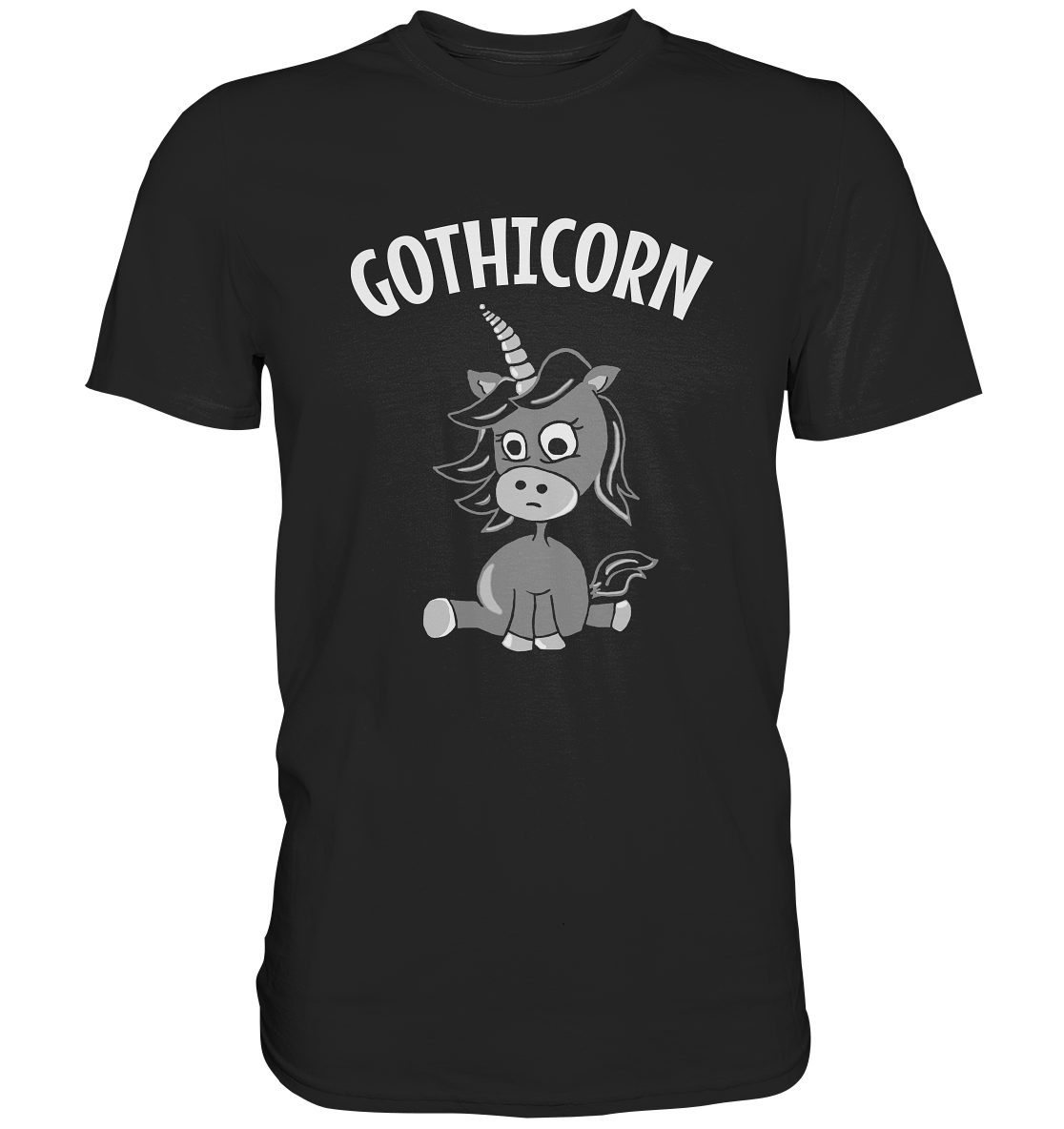 Gothicorn. Schwarzes Gothic Einhorn - Premium Shirt