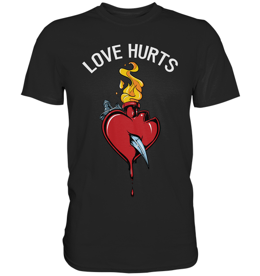 Love hurts. Blutendes Herz. Tattoo Style - Premium Shirt