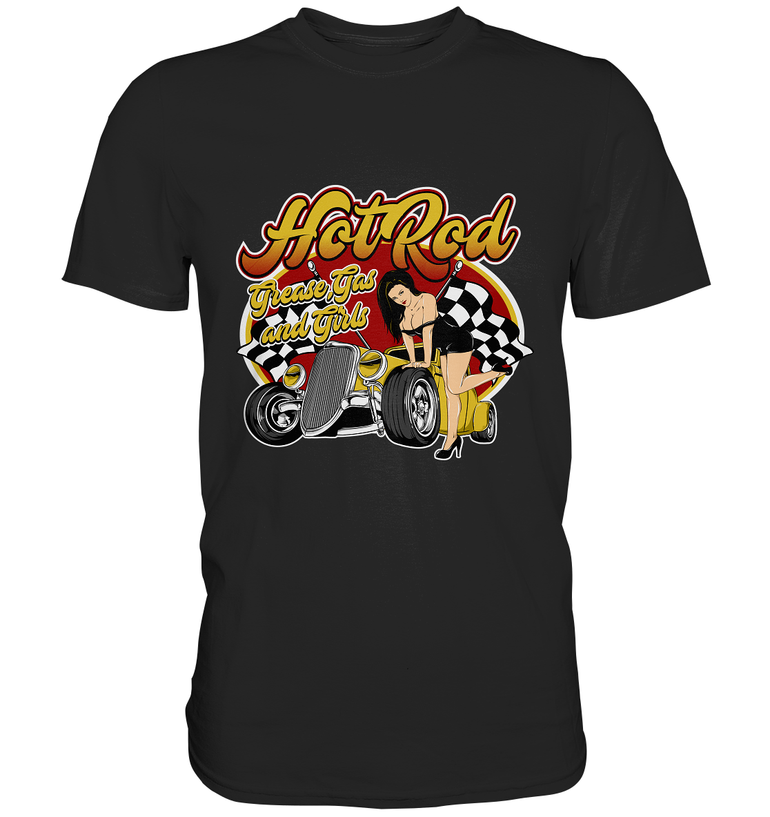 Hotrod Grease Girl and Gas Rockabilly - Premium Shirt