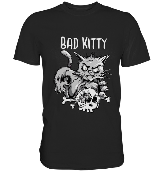 Bad Kitty mit Skull. Böse Gothic Katze - Premium Shirt