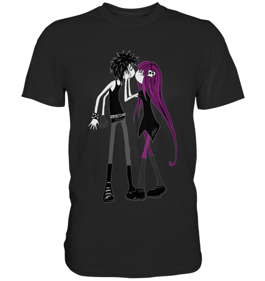 First Kiss. Küssendes Gothic-Punk Paar - Premium Shirt
