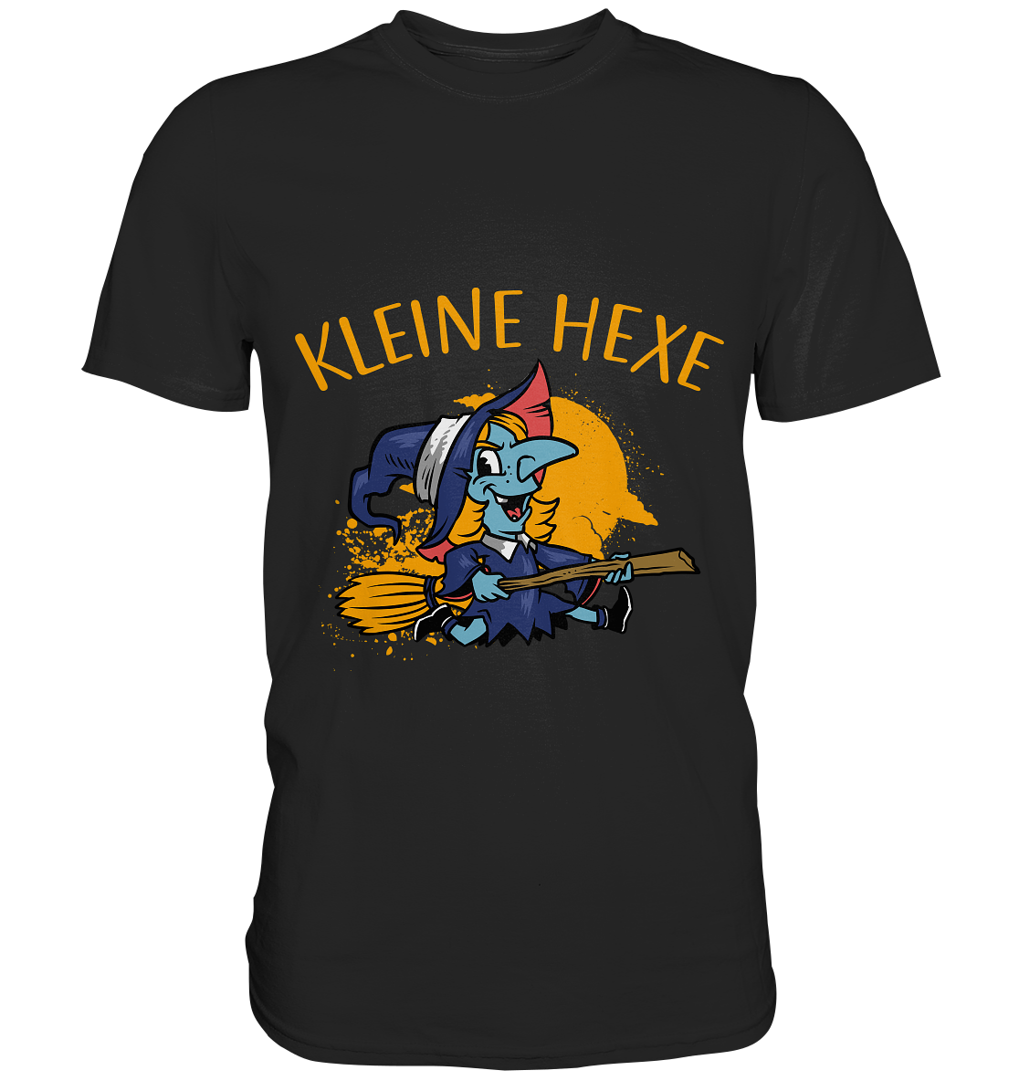 Kleine Hexe auf Besen - Unisex Premium Shirt