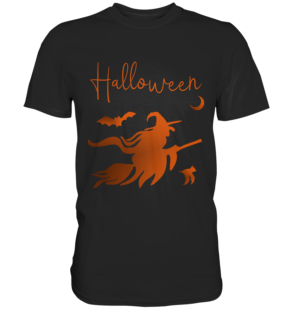 Halloween. Hexe auf Besen - Premium Shirt