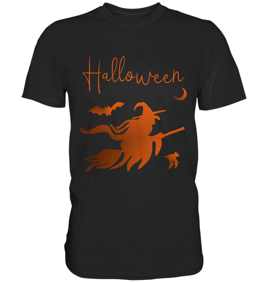 Halloween. Hexe auf Besen - Premium Shirt