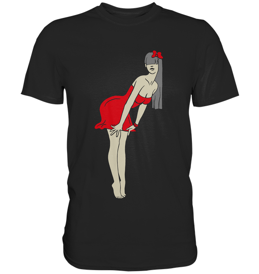 Pin-Up. Girl im roten Kleid. Rockabilly - Premium Shirt