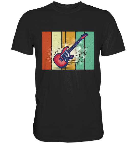 Schwarzes T-Shirt mit Retro-Gitarrenmotiv im Vintage-Stil ohne Schrift