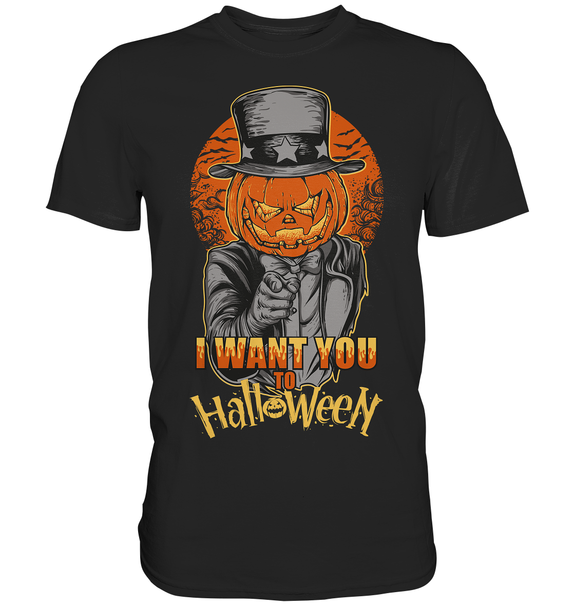 I want you to Halloween. Kürbiskopf - Unisex Premium Shirt