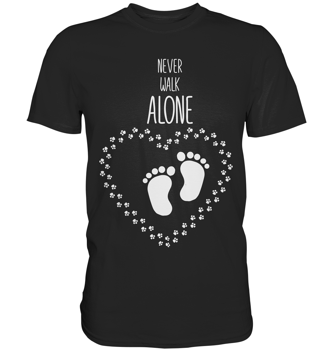 Never walk alone. Pfotenspuren Fußabdrücke - Premium Shirt