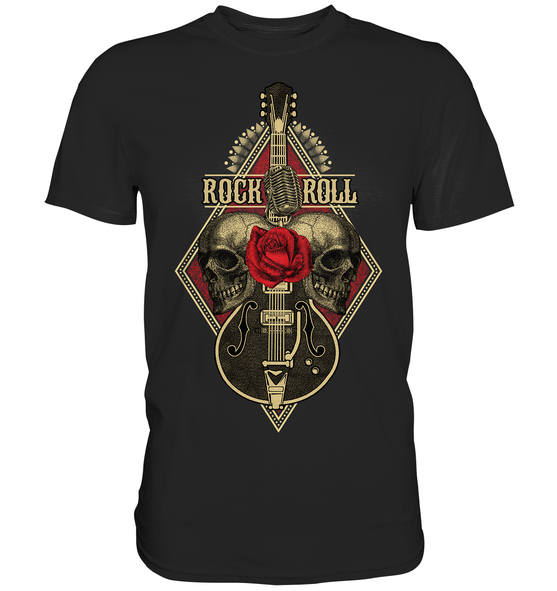 Rock ´n Roll Guitar & Skulls - Premium Shirt