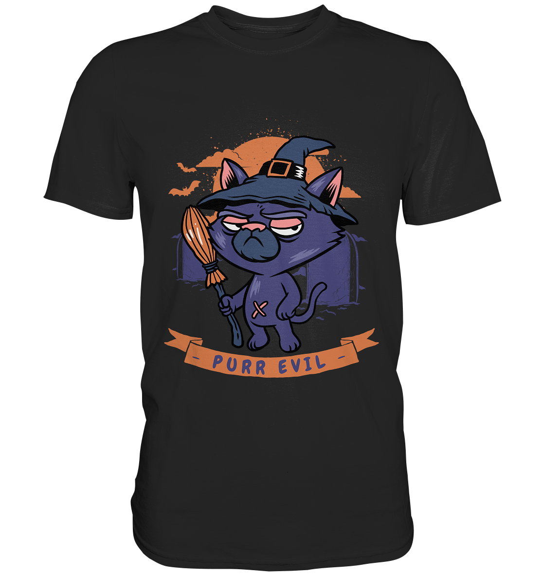 Purr Evil Katze Halloween - Unisex Premium Shirt