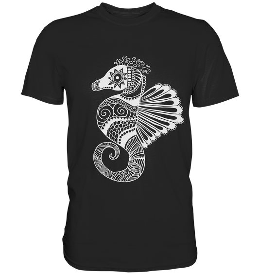 Seepferdchen abstrakt schwarz-weiß - Unisex Premium Shirt