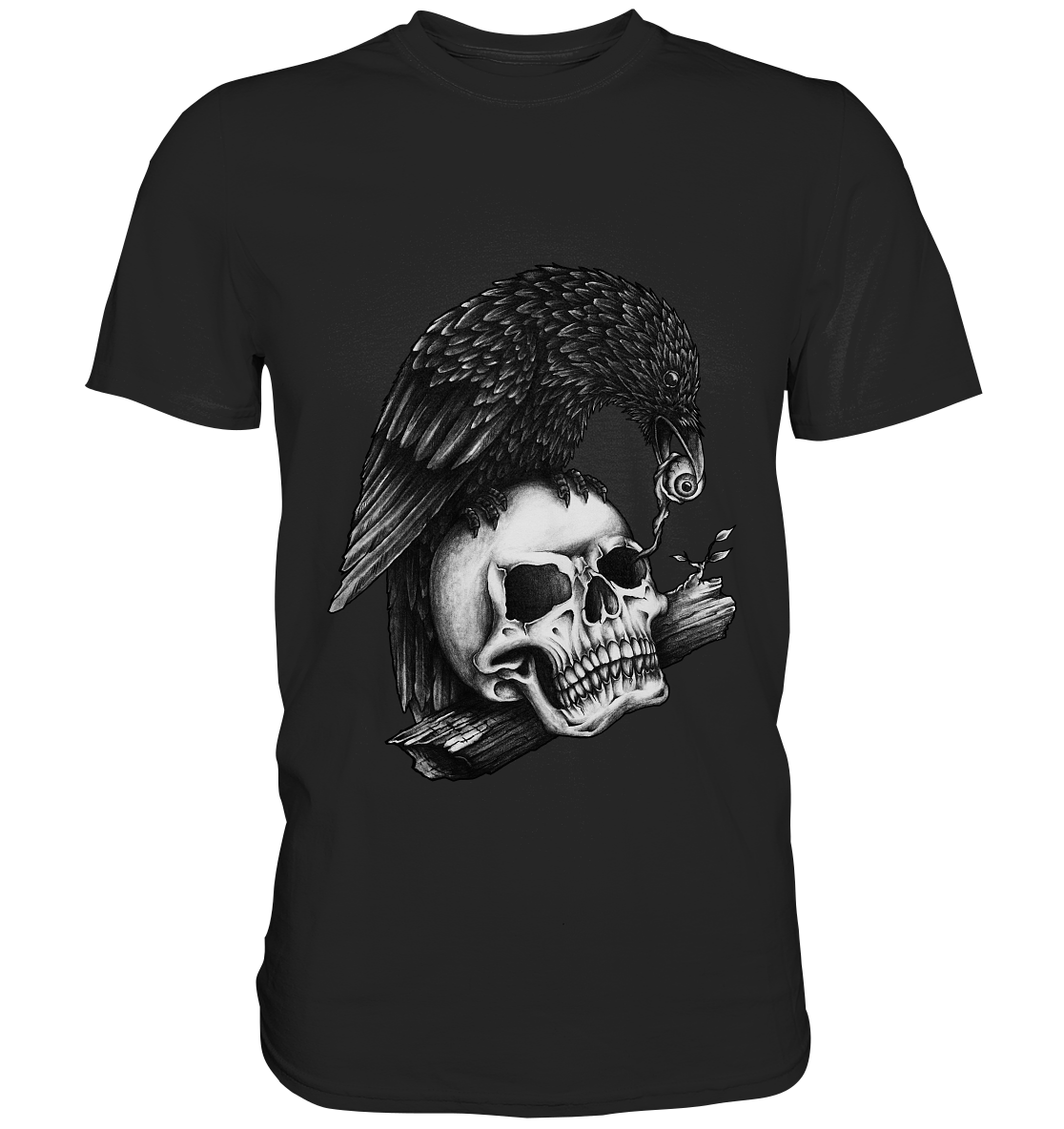 Dark Crow. Krähe mit Skull - Unisex-Premium Shirt