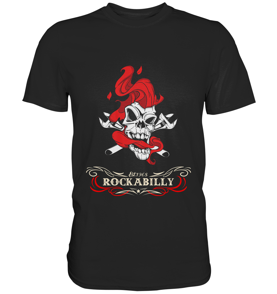 Rockabilly Smoking Skull - Unisex Premium Shirt