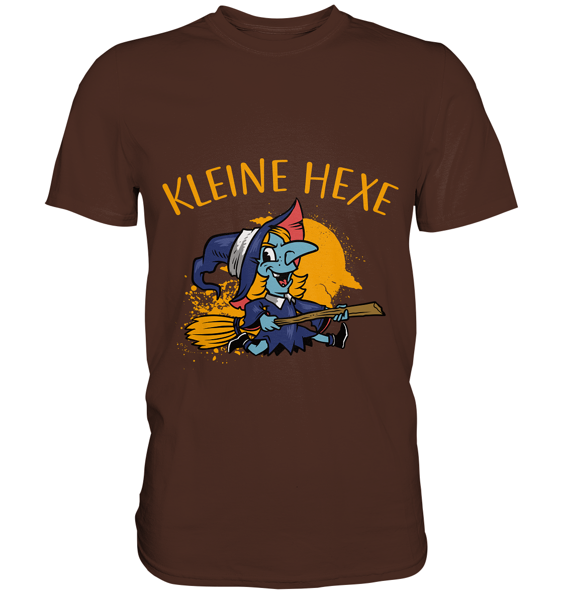 Kleine Hexe auf Besen - Unisex Premium Shirt