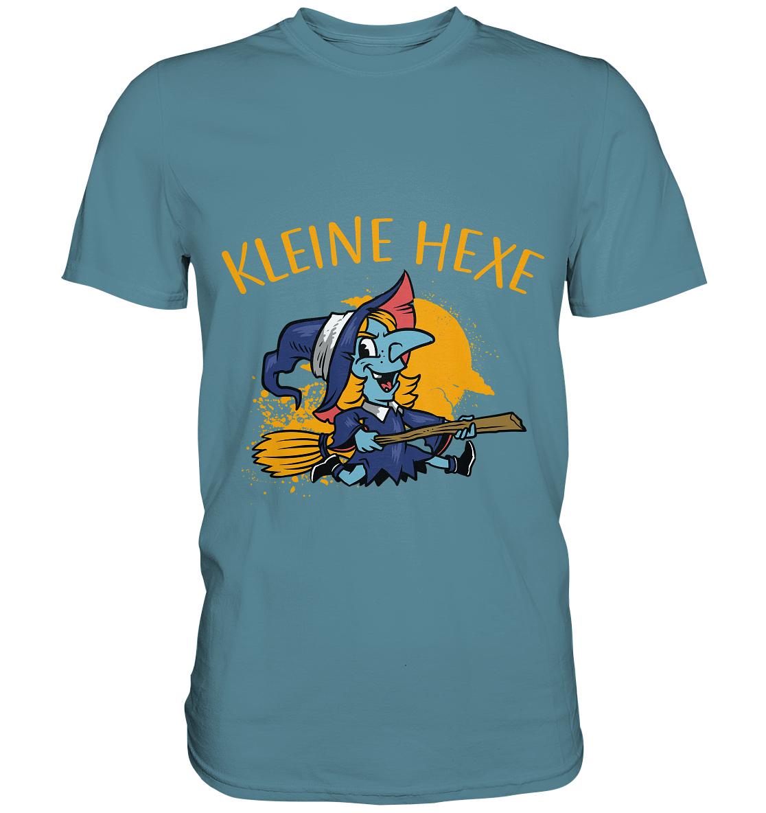 Kleine Hexe auf Besen - Unisex Premium Shirt