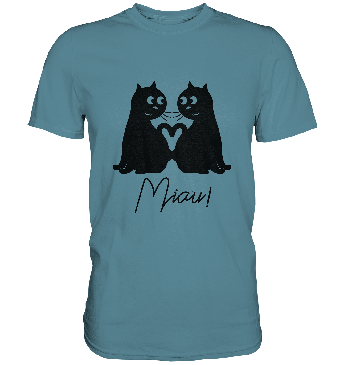 Miau. Zwei schwarze Katzen - Unisex -Premium Shirt