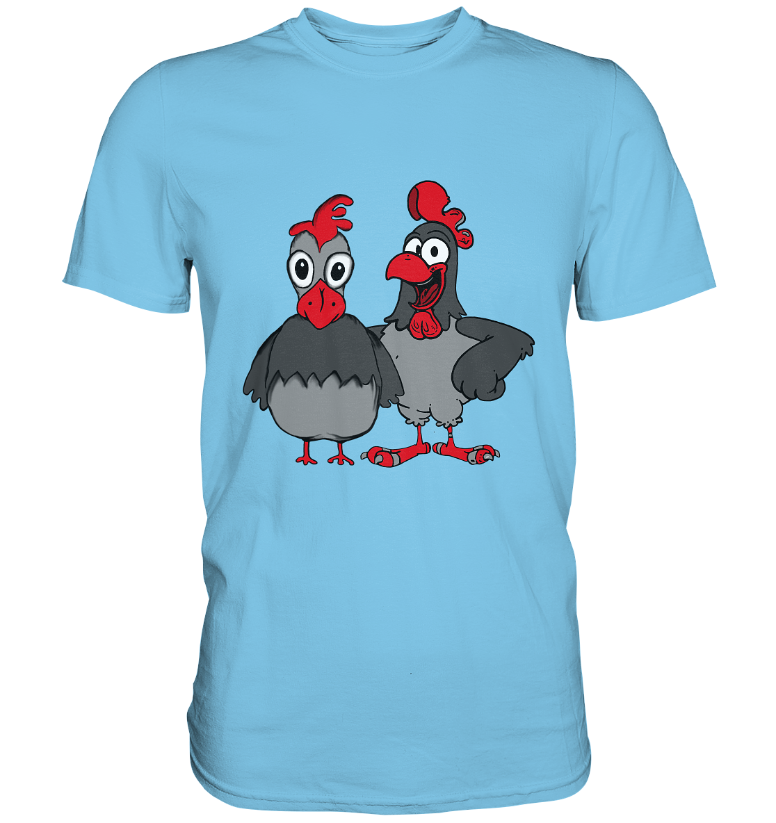 Hahn und Henne. Gockel Hühner Hühnerbauer - Premium Shirt