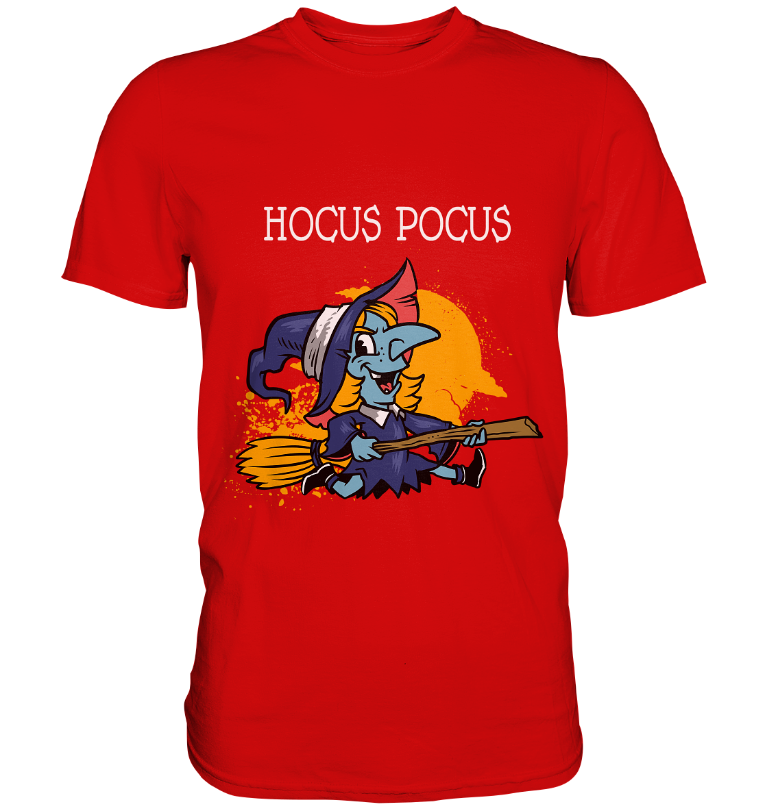 Hocus Pocus Hexe auf Besen - Unisex Premium Shirt