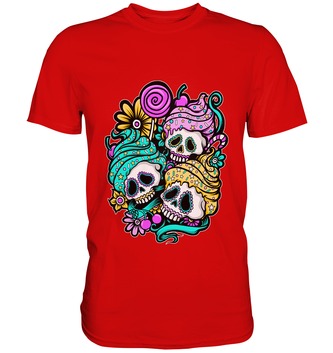 Dias de Los Muertos. Cupckae Skulls - Unisex Premium Shirt