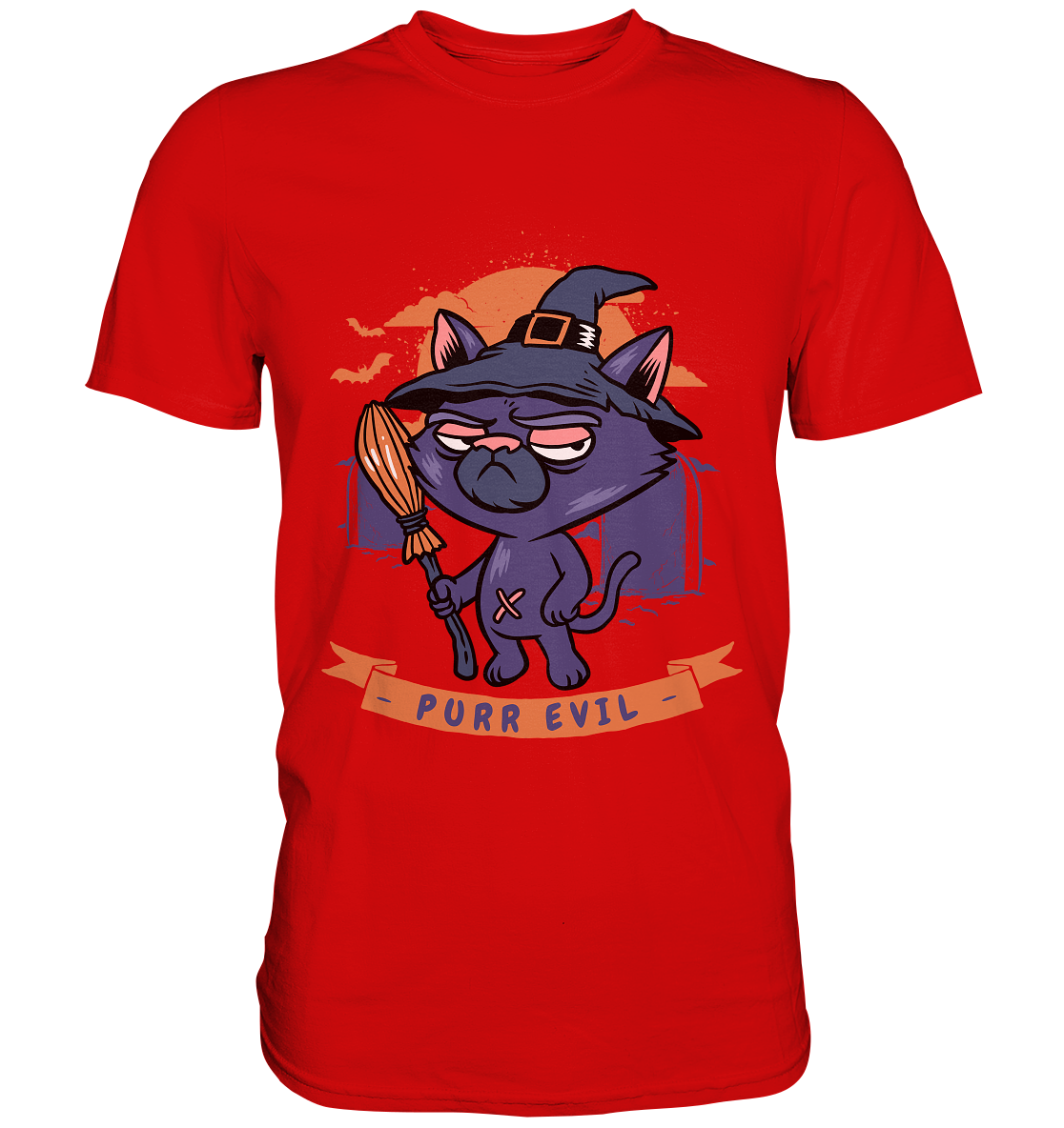 Purr Evil Katze Halloween - Unisex Premium Shirt