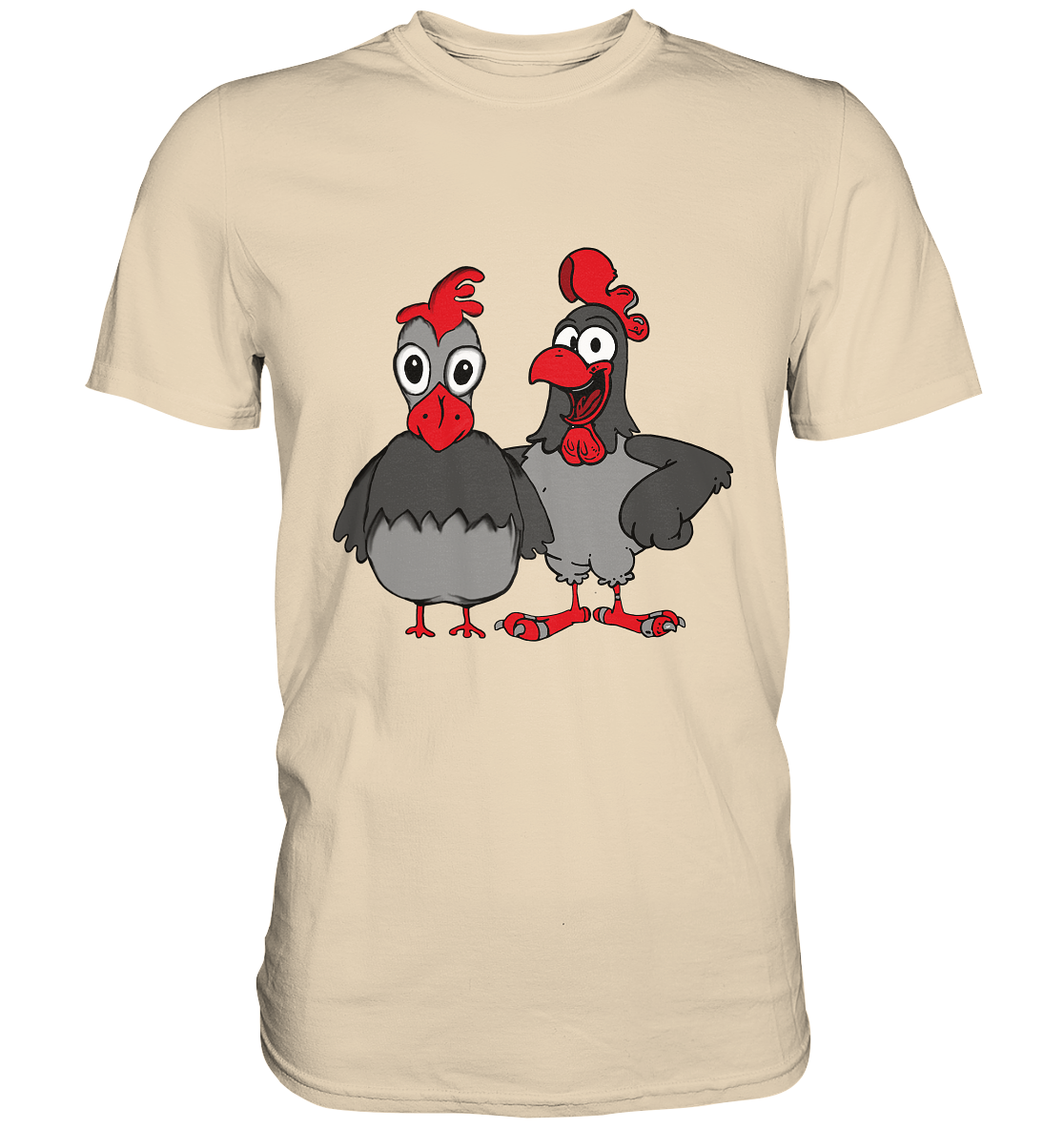 Hahn und Henne. Gockel Hühner Hühnerbauer - Premium Shirt