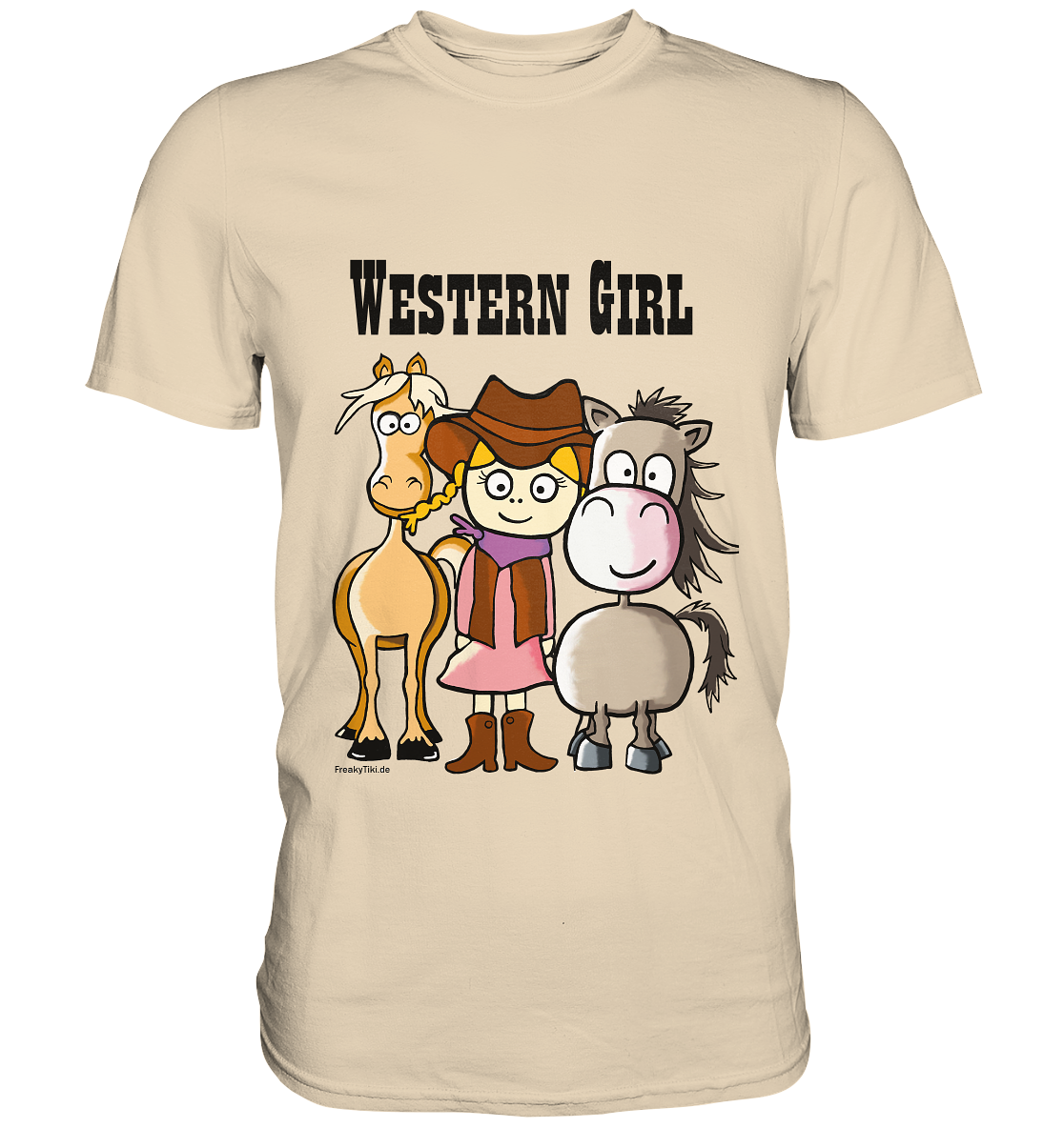 Western Girl mit zwei Pferden - Premium Shirt