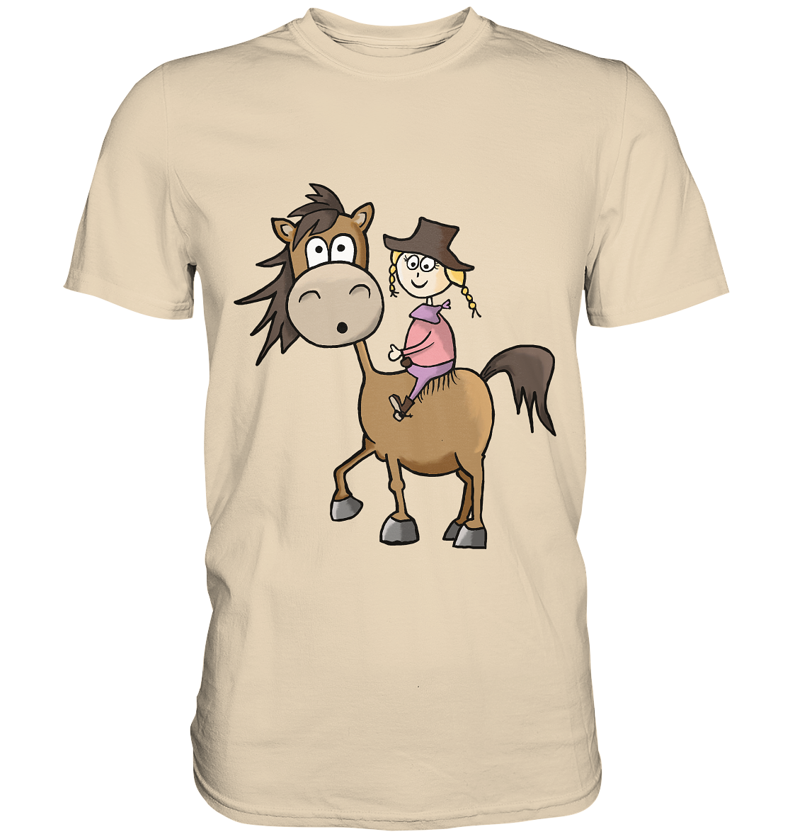 Mädchen mit Cowboyhut und Chaps auf Westernpferd - Unisex Premium Shirt