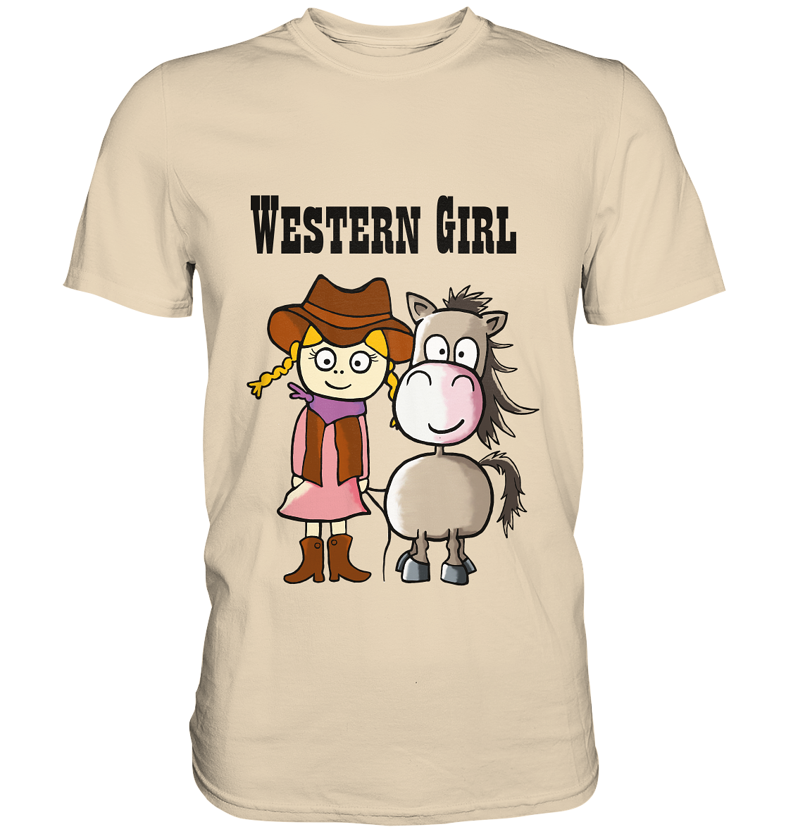 Western Girl mit Cowboyhut und Pferd. - Unisex Premium Shirt