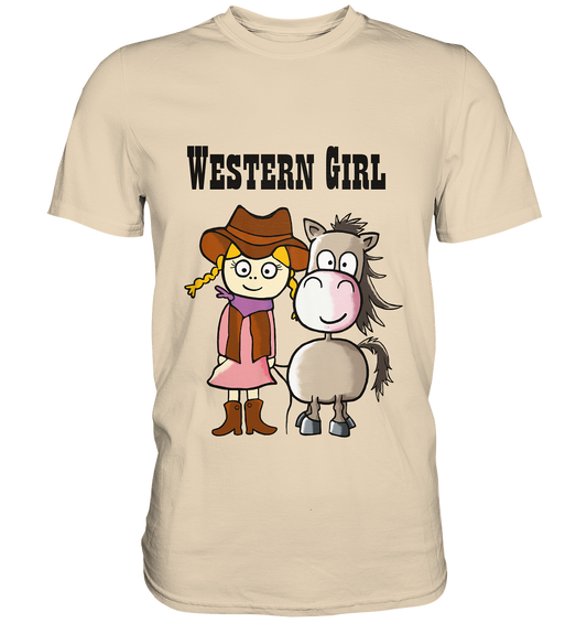 Western Girl mit Cowboyhut und Pferd. - Premium Shirt