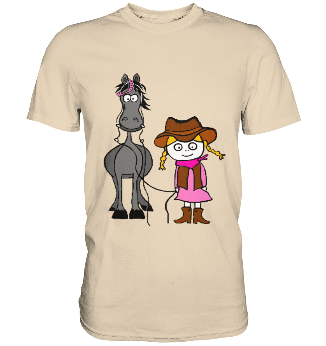 Western Mädchen mit Ranch Pferd - Premium Shirt