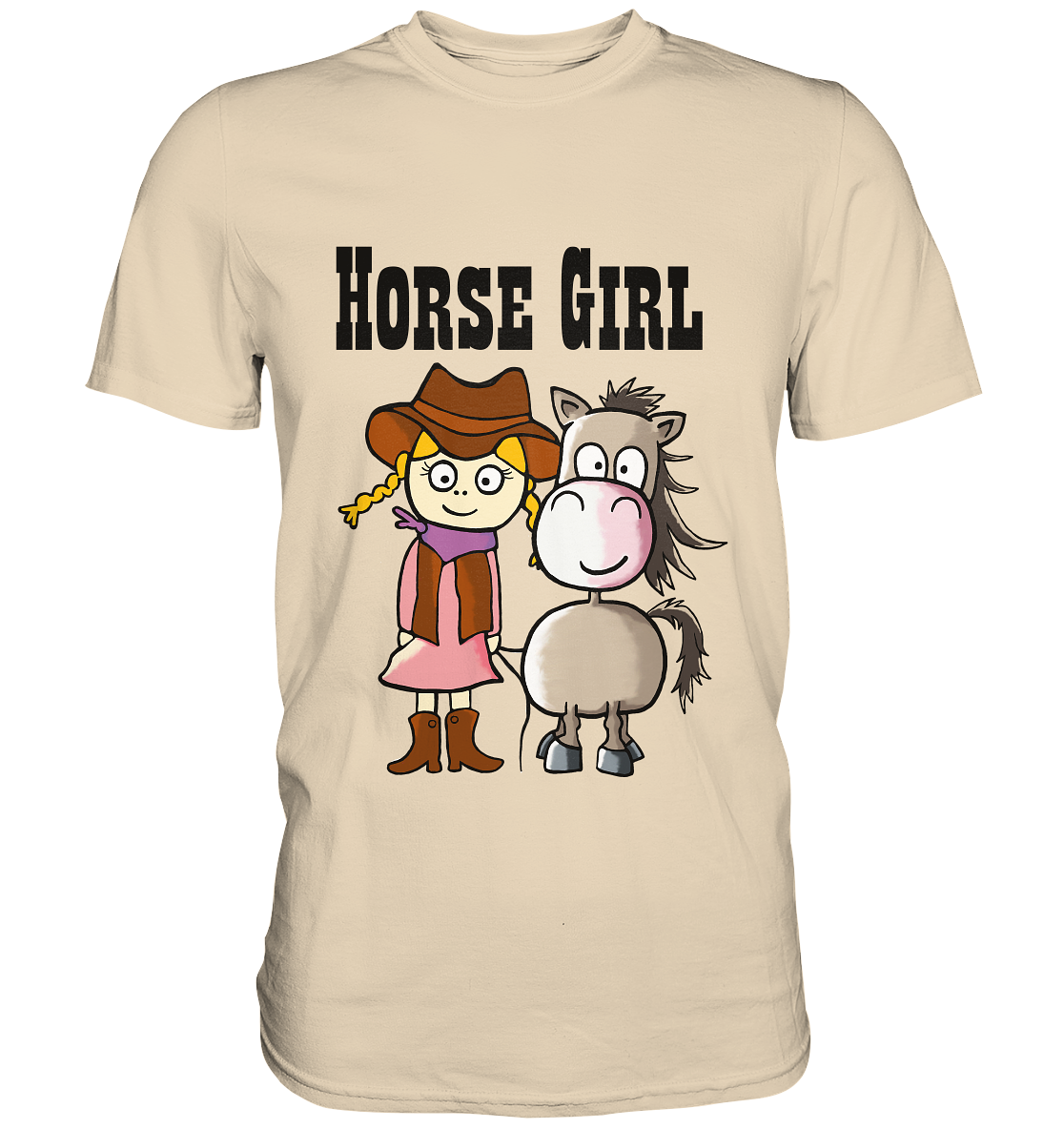 Horse Girl. Western Mädchen mit Quarter Horse - Premium Shirt