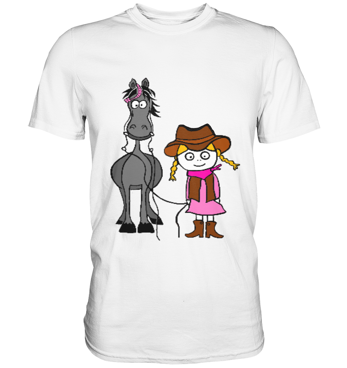 Western Mädchen mit Ranch Pferd - Premium Shirt