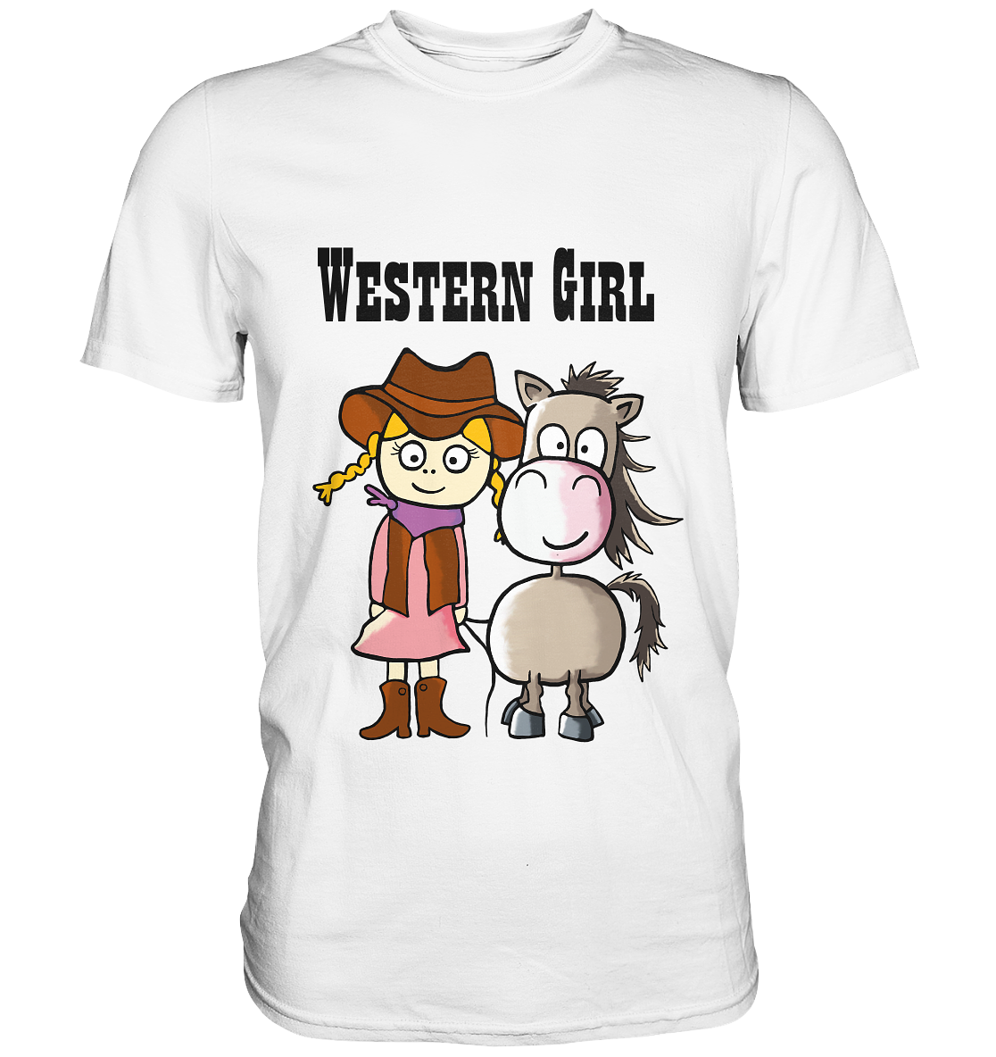 Western Girl mit Cowboyhut und Pferd. - Premium Shirt